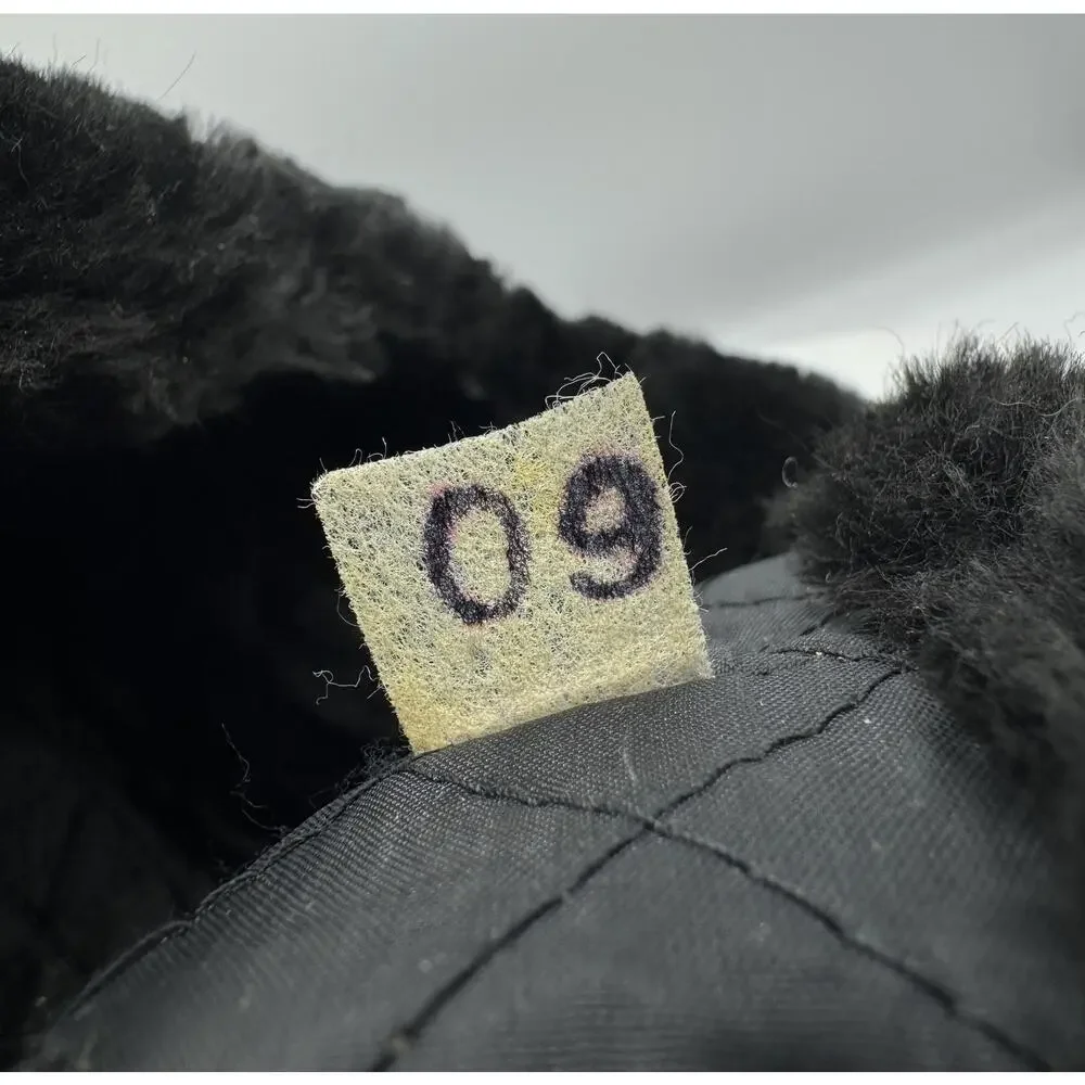 Russian Ushanka Winter Hat Black Faux Fur Soviet Union Navy Anchor Badge